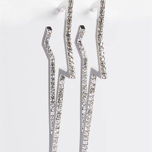 Torrid Star Hoop with Pave Earrings - Silver Tone